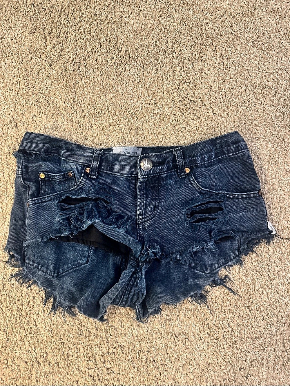 One Teaspoon Bonitas Low Waist Denim Shorts Black Waist